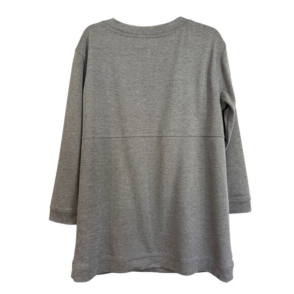 Linea Ponte Sweatshirt Dress Tunic Gray Jersey V-Neck Pockets Sz M | EUC - Picture 2 of 6